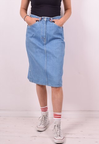 VALENTINO WOMENS VINTAGE DENIM SKIRT W29 BLUE 90S