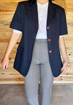1980's vintage oversize short sleeve navy blazer