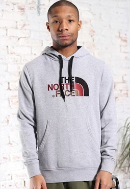 Vintage The North Face Embroidered Logo Hoodie Grey