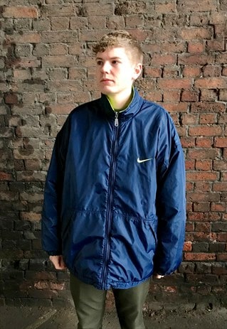 VINTAGE NIKE REVERSIBLE GREEN BLUE PUFFER COAT JACKET
