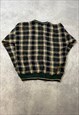 VINTAGE ABSTRACT KNITTED JUMPER CHECKED PATTERNED SWEATER