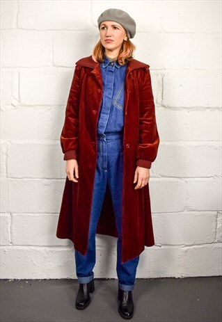 VINTAGE 70S RED CORDUROY DUSTER COAT