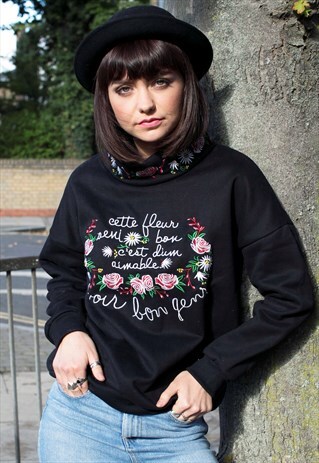 HIGH NECK EMBROIDERED SWEATSHIRT