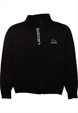 Vintage 90's Lacoste Sweatshirt Spellout Full Zip Up Black