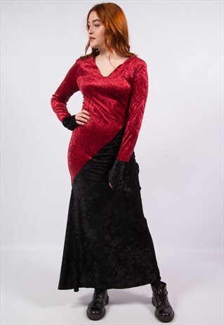 VINTAGE 90'S HALLOWEEN VELVET GOTHIC MAXI DRESS