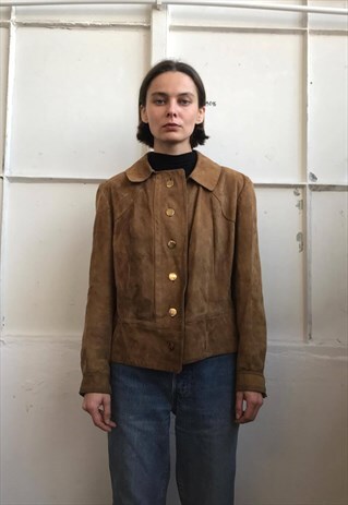 VINTAGE 80' AMAZING BEAUTIFUL SUEDE BROWN JACKET