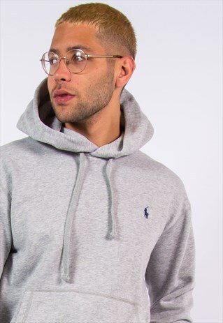 RALPH LAUREN GREY HOODIE HOODED SWEATSHIRT