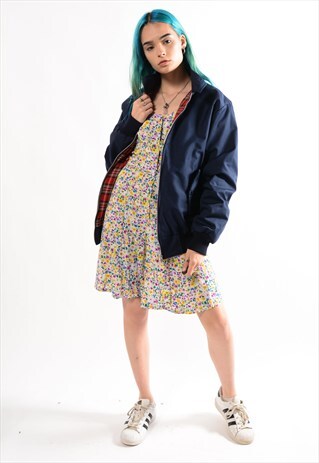 NAVY HARRINGTON BOYFRIEND JACKET