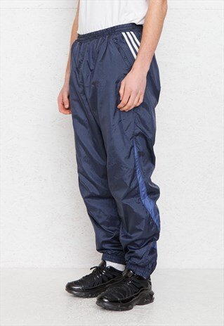 VINTAGE RETRO NAVY ADIDAS TRACK BOTTOMS JOGGERS