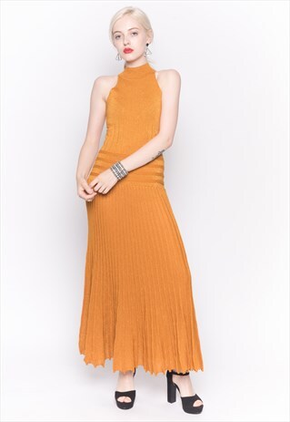 METALLIC COLOR BODYCON BANDAGE PLEATED LONG EVENING DRESS