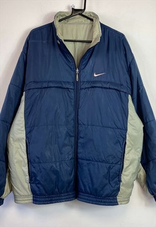 VINTAGE 90S NAVY NIKE REVERSIBLE JACKET PUFFER LARGE Y2K