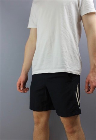VINTAGE ADIDAS SHORTS IN DARK NAVY WITH EMBROIDERED LOGOS, P
