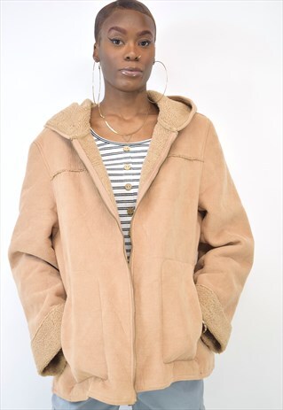 VINTAGE 90S BEIGE BROWN HOOD JACKET