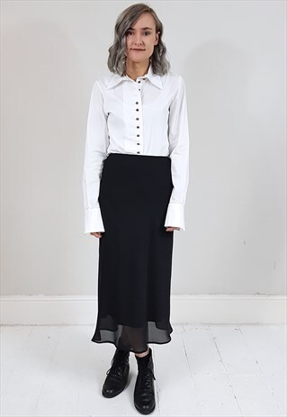 VINTAGE 90'S BLACK SHEER A-LINE SKIRT