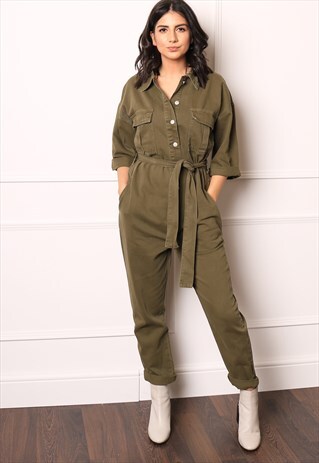 khaki utility boiler jumpsuit