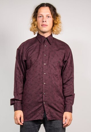 VINTAGE 90'S BURGUNDY PATTERNED SHIRT