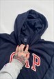 VINTAGE 90S GAP NAVY HEAVY COTTON EMBROIDERED HOODIE