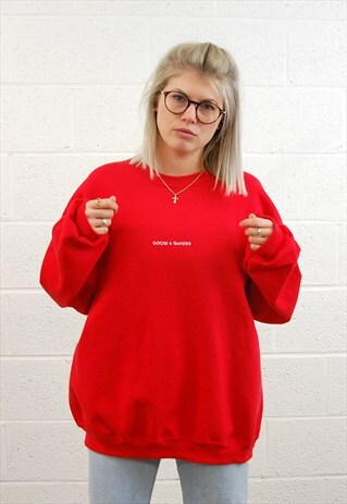 G&G UNISEX RED WRITING SWEAT