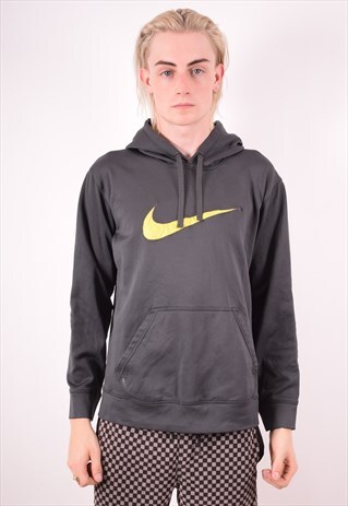 NIKE MENS VINTAGE HOODIE JUMPER LARGE GREY 90S