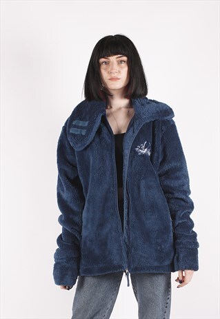 VINTAGE 90S BLUE FLUFFY FULL ZIP FLEECE JACKET /NN3364