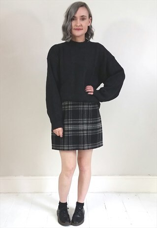 VINTAGE 80'S DARK GREY CHUNKY GRANDAD JUMPER
