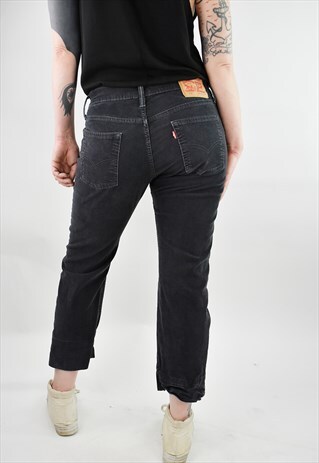 VINTAGE 90S AWKWARD LENGTH LEVIS 514S IN BLACK CORDUROY W32