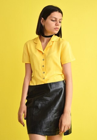 VINTAGE 90'S RETRO SUNNY YELLOW OVERSIZED SHIRT TOP
