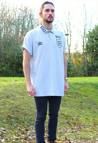 VINTAGE 90S UMBRO ENGLAND FOOTBALL SOCCER POLO SHIRT - XL