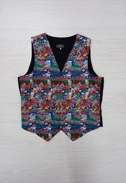 90s Vintage Tie Rack Disney Waistcoat Multi