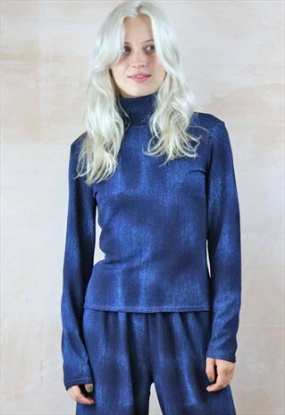BLUE JEAN TURTLE NECK TOP