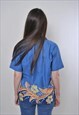 VINTAGE 90S HAWAIIAN SHIRT, BLUE HAWAII BUTTON UP SHIRT