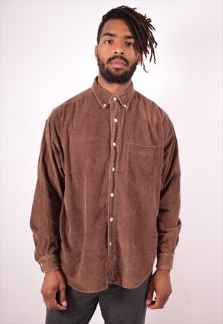 MENS VINTAGE FLANNEL SHIRT LARGE BROWN 90S