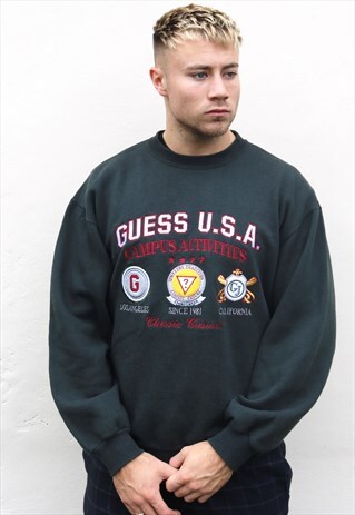 FOREST GREEN GUESS USA SWEATSHIRT