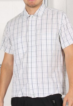 Vintage Diesel Shirt in White Check Short Sleeve Large