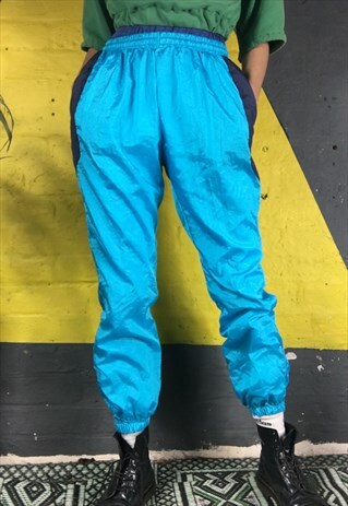 UNWORN FROM THE 80S-BLUE SHELL SUIT TROUSERS