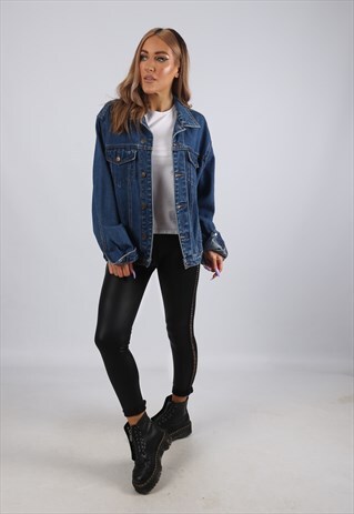 VINTAGE DENIM JACKET OVERSIZED FITTED UK 16 XL (GB6C)