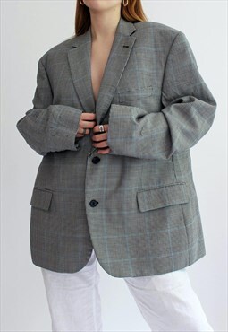 White & Black Houndstooth Patterned M&S Wool Blazer.