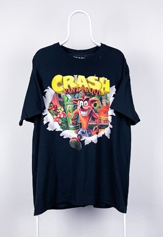 VINTAGE CRASH BANDICOOT T-SHIRT GRAPHIC BLACK XL