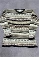 VINTAGE KNITTED JUMPER ABSTRACT PATTERNED KNIT SWEATER