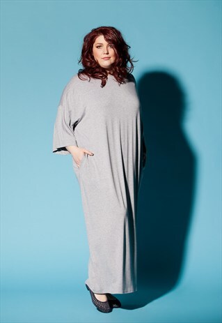 GREY MAXI DRESS/ PLUS SIZE KAFTAN/ PLUS SIZE DRESS/PLUS SIZ