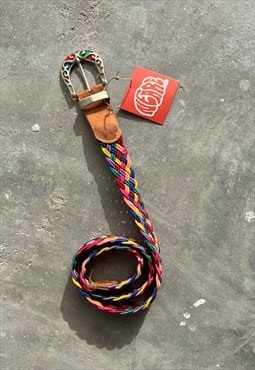 Vintage 90s Colorful Braided Belt