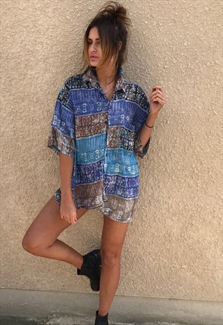 PATTERNED OVERSIZED RETRO VINTAGE UNISEX FESTIVAL SHIRT