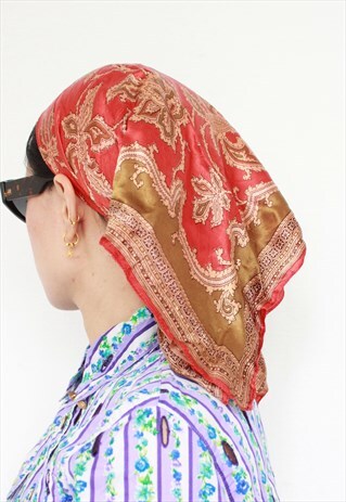 SATIN MAROON VINTAGE SCARF BANDANA