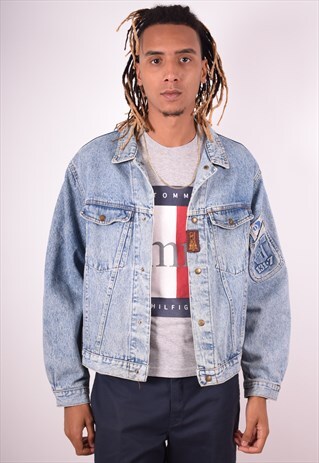 MENS VINTAGE DENIM JACKET LARGE BLUE 90S