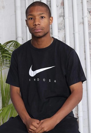 VINTAGE NIKE BIG LOGO SWOOSH T-SHIRT BLACK