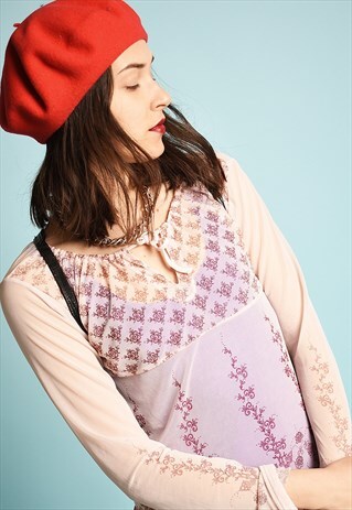 90'S RETRO BOHO SHEER MESH FESTIVAL TOP