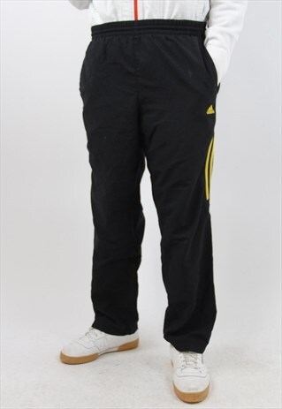 VINTAGE ADIDAS YELLOW STRIPE TRACKSUIT BOTTOMS
