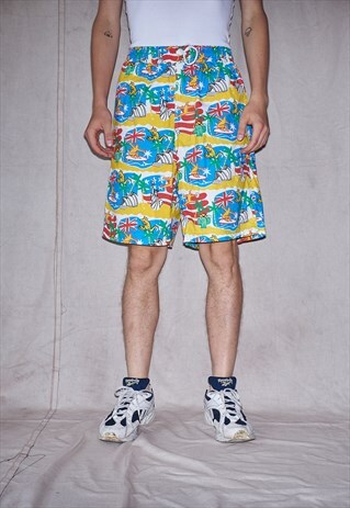 80S SUPER RARE MILK ENERGY UNISEX RAINBOW PRINTED SHORTS