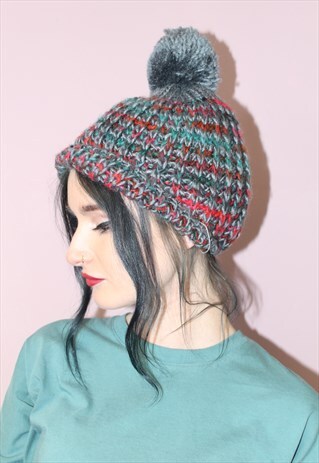 90S VINTAGE HIPPIE STYLE BOB HAT WITH MULTICOLOURED WOOL