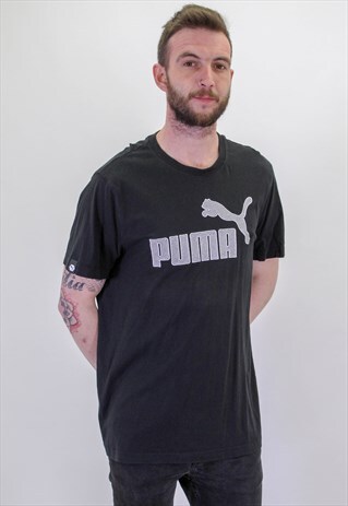 VINTAGE PUMA LOGO T-SHIRT IN BLACK XL